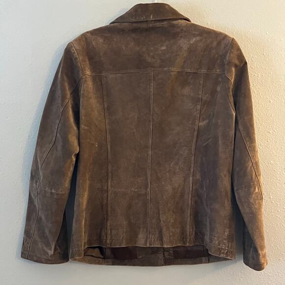 Montanaco Leather Suede Jacket Chocolate Brown Floral Embroidered Woman’s Large - Picture 3 of 7